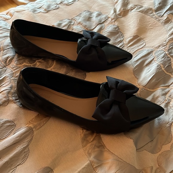 ASOS black patent lake bow pointed ballet flats - Picture 6 of 10